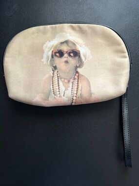 Beige Canvas Wristlet